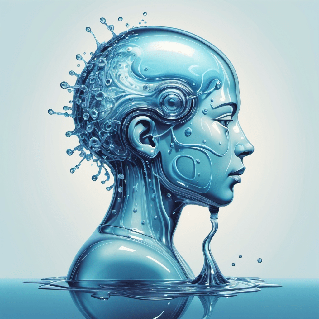 AI and its consumption of water in a decorative illustration