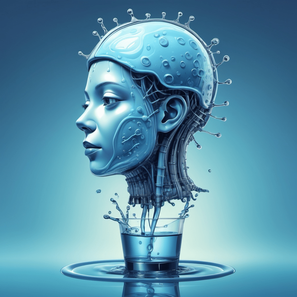 AI and its consumption of water in a decorative illustration